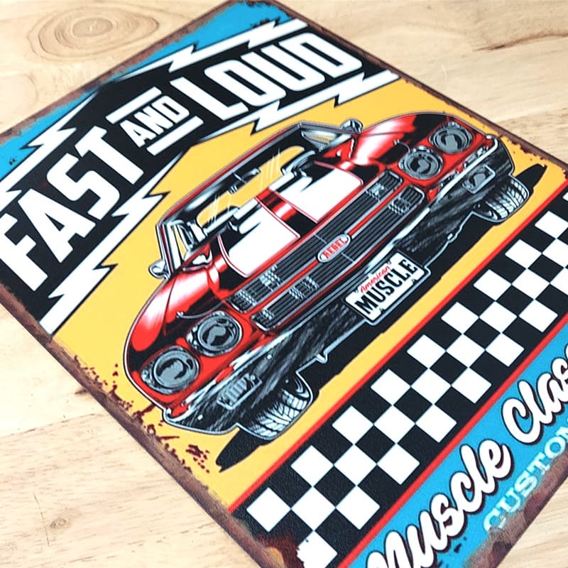 アメリカン レトロ ブリキ看板 かっこいい 車 アメリカン 雑貨 FAST