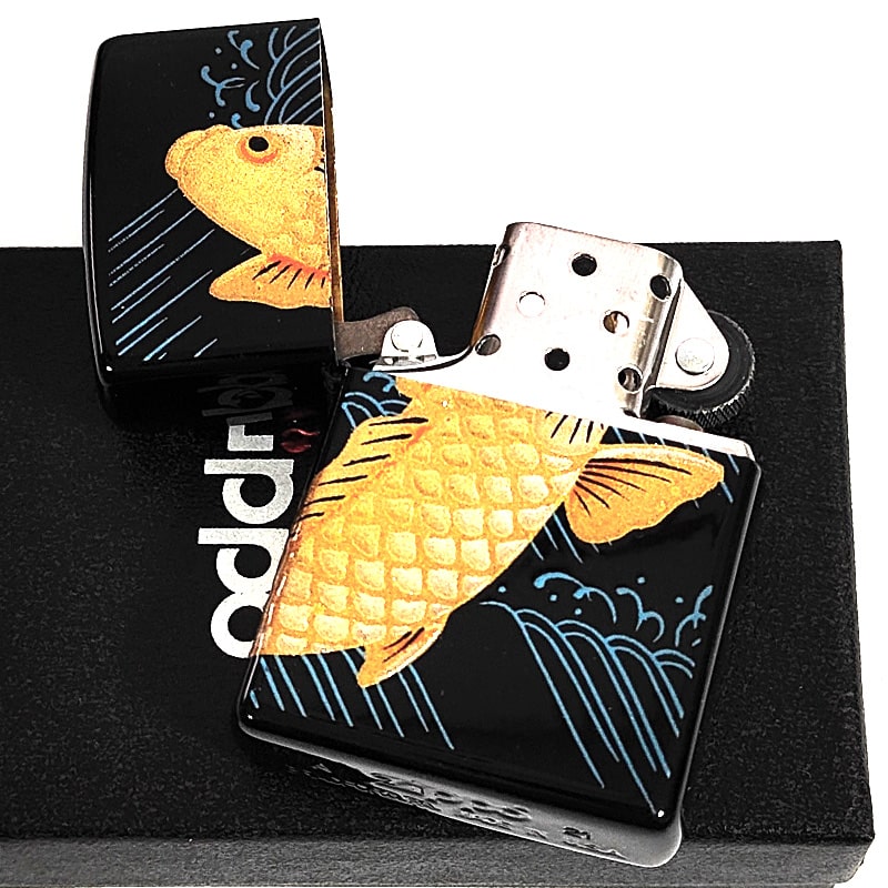 ZIPPO ライター 一点物 レア ジッポ 和柄 本金蒔絵 昇鯉 漆塗り ブラック おしゃれ 日本 黒金 珍しい 廃盤 かっこいい｜hayamipro｜05