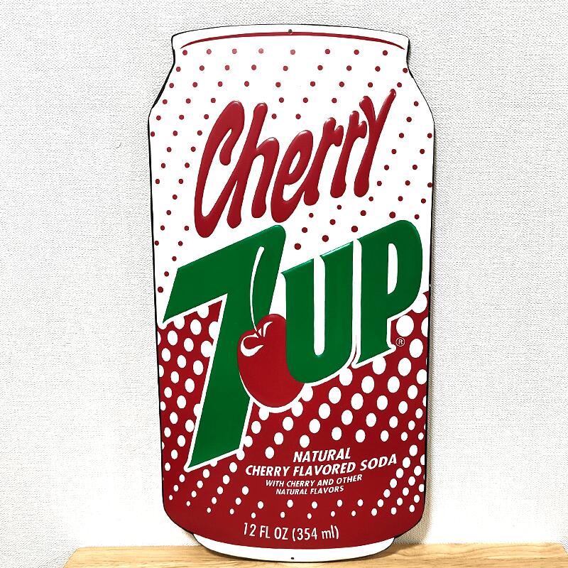 ブリキ看板 7UP CHERRY さくらんぼ アンティーク 懐かしい 缶 