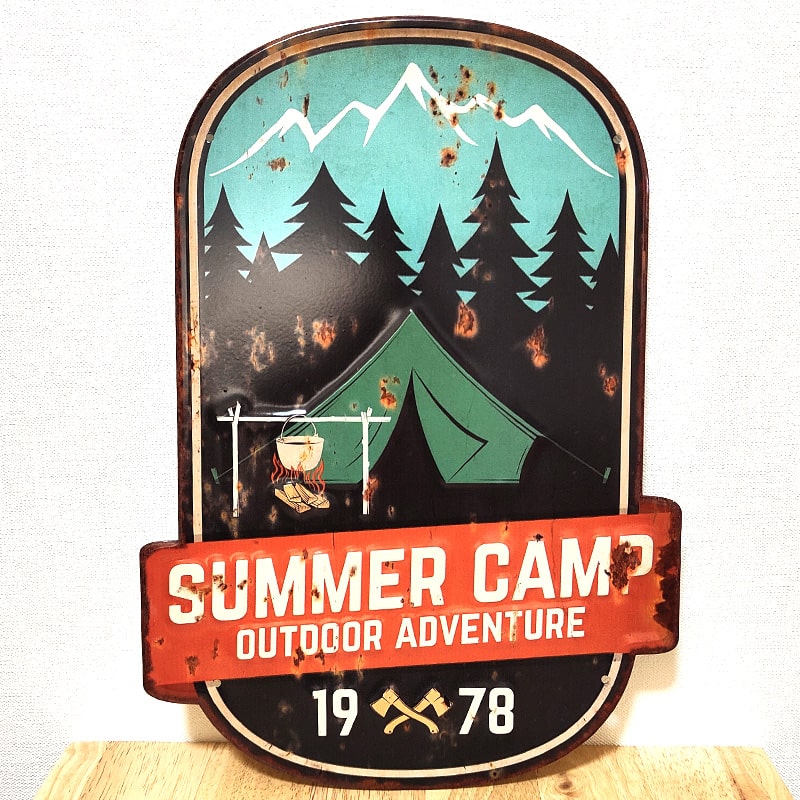アメリカン レトロ ブリキ看板 アンティーク SUMMER CAMP