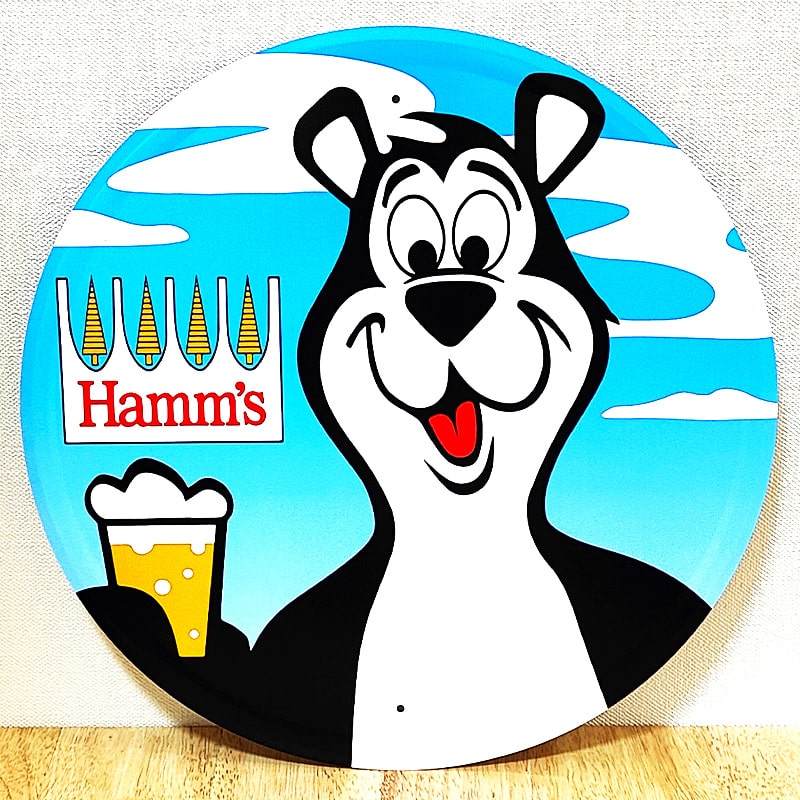 ハムズビール ブリキ看板 可愛い Hamm'sBear インテリア メタルサイン アメリカン レトロ ブリキ看板 ハムズベア ビンテージ ラウンド