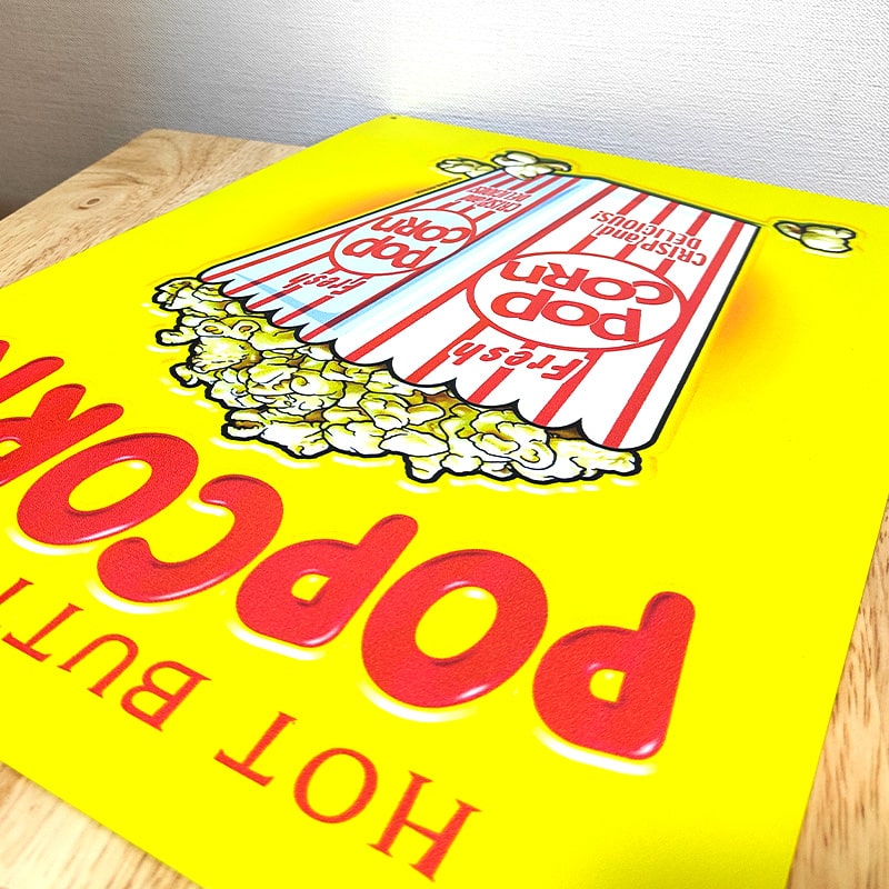 アメリカン レトロ ブリキ看板 HOT BUTTERED POPCORN アメリカン レトロ ブリキ看板 HOT BUTTERED POPCORN