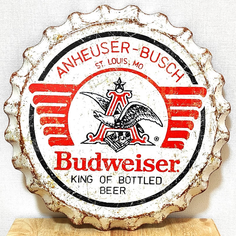 ブリキ看板 バドワイザー ボトルキャップ アンティーク Budweiser 