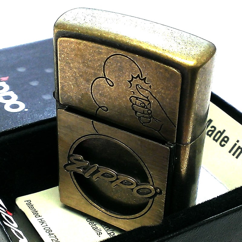 ZIPPO コインホルダー ジッポ ライター ギミック コイントス クロームユーズド 500円 メタル貼り アンティークゴールド 真鍮 古美加工