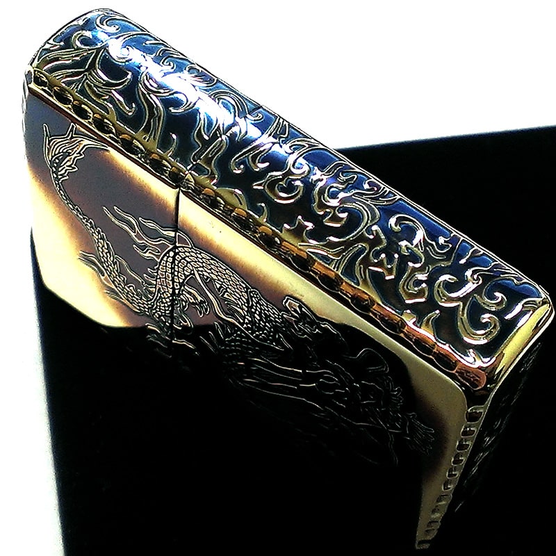 ZIPPO アーマー 唐草 龍 ジッポ ライター ドラゴン 5面彫刻