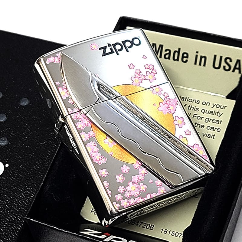 ZIPPO（ジッポー） 和柄 刀 重厚メタル ジッポ ライター ロゴ 満月