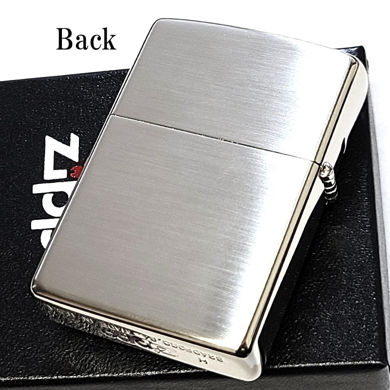 ZIPPO ライター ネコ メタル 花柄 ジッポ 猫 ホワイトニッケル