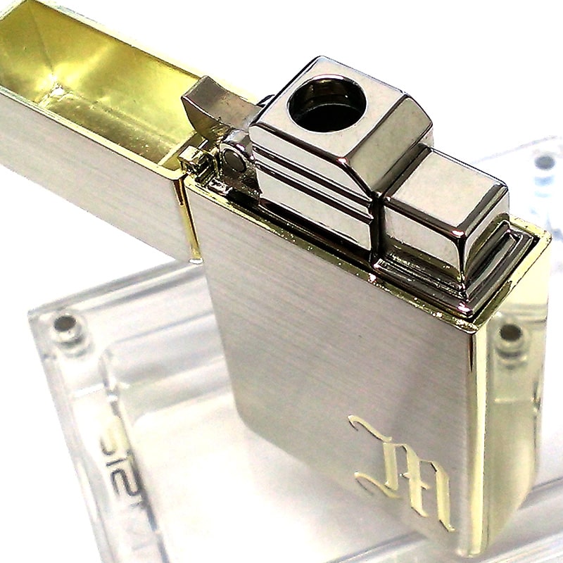 ガスライター SAROME 訳あり特価 イニシャルM ターボ シルバー SRM 10 