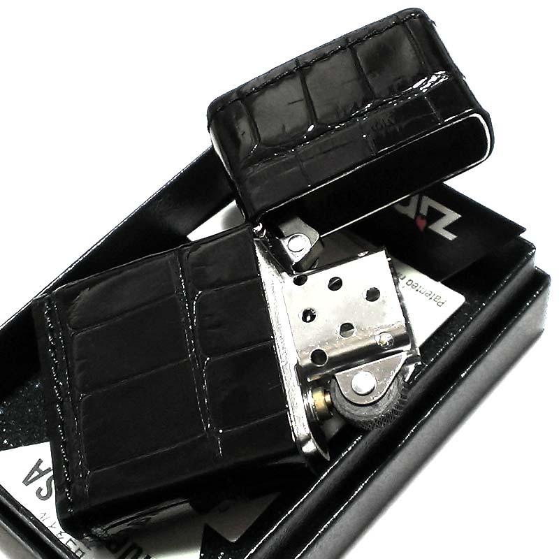 ZIPPO（ジッポー） 本クロコダイル革巻き ジッポ ライター ブラック