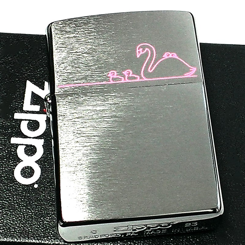 ZIPPO（ジッポー） かわいい 白鳥 レーザー彫刻 シルバーサテン ジッポ