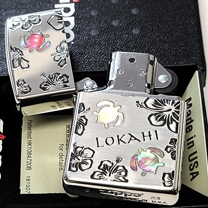 ZIPPO ライター ハワイアン ジッポ LANA 天然シェル シルバー