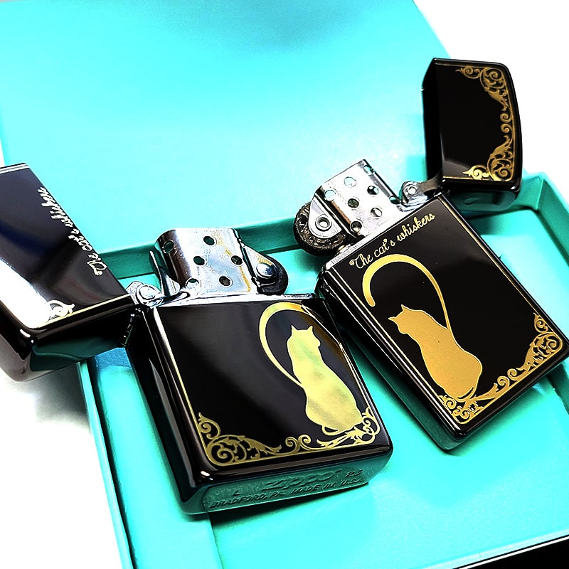 ZIPPO（ジッポー） ペア セット 猫 スリム ジッポ ライター ラブ