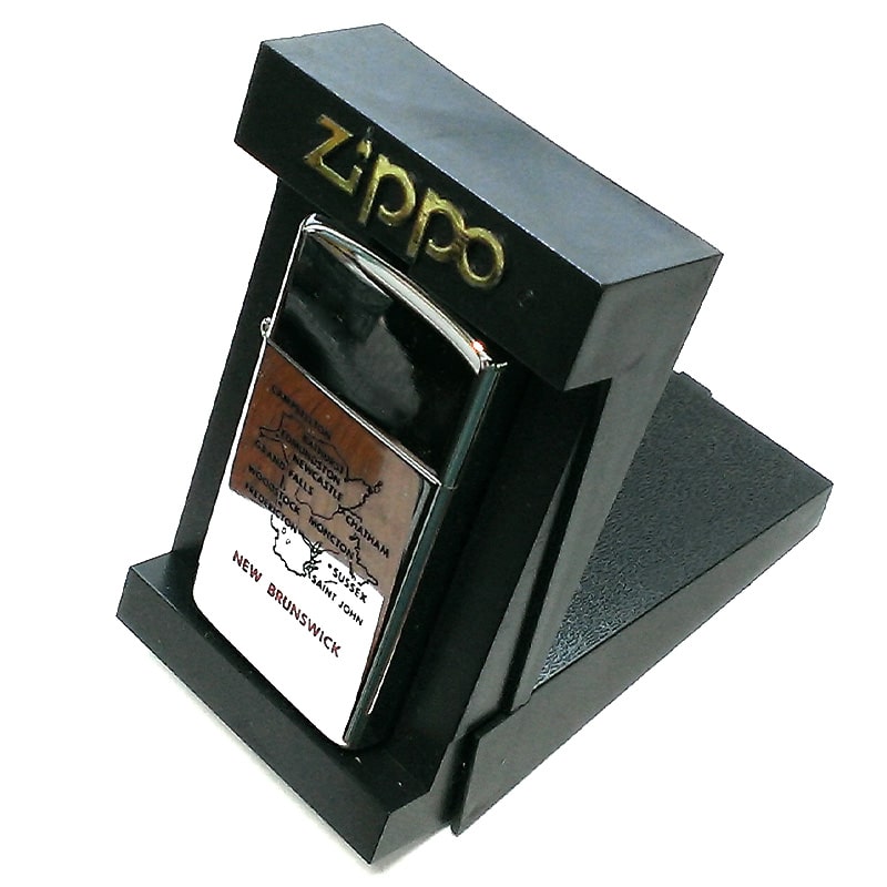 ZIPPO ライター スリム ジッポ カナダ製 1989年製 ニューブランズウィック 地図 オンタリオ製 ビンテージ 喫煙具、ライター 