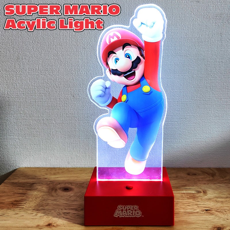 マリオ アクリルライト スーパーマリオ 光る 置物 雑貨 プレゼント ギフト ゲーム かっこいい キャラクター おもちゃ インテリア