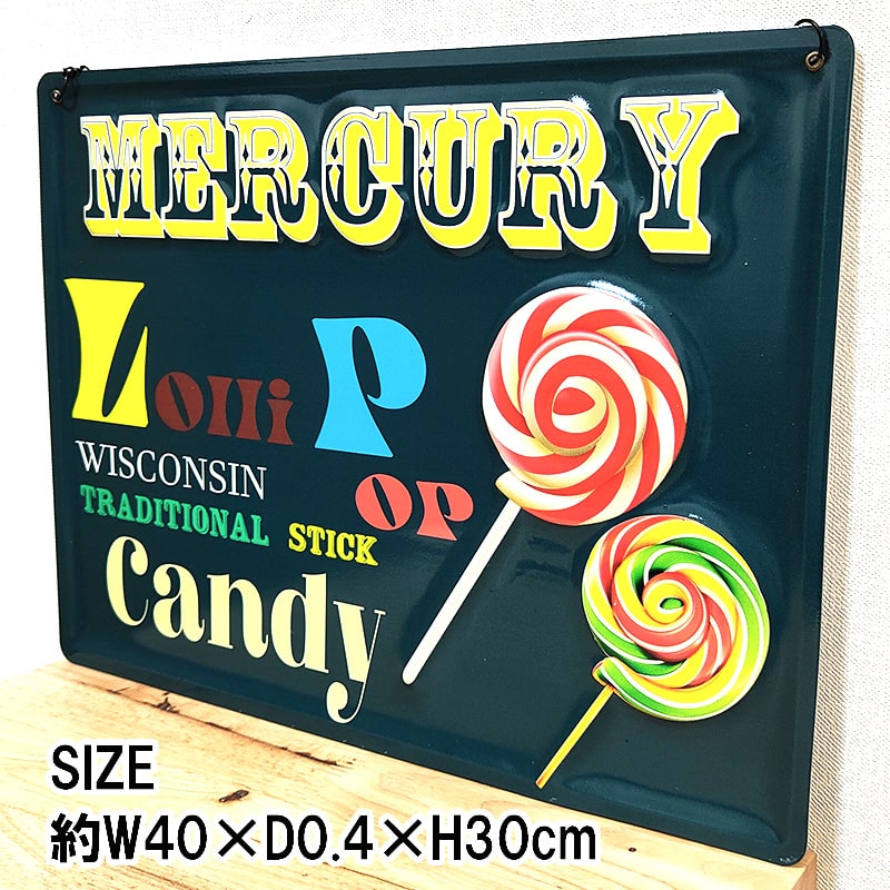 MERCURY（マーキュリー） ブリキ看板 CANDY ティンサイン 飴 可愛い