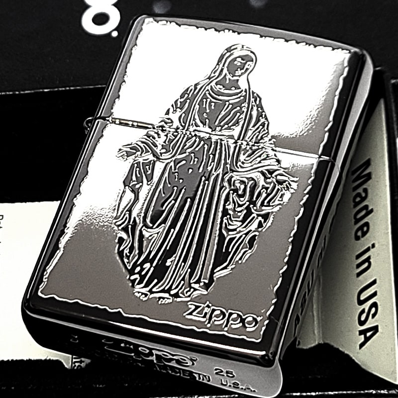 ZIPPO（ジッポー） 聖母マリア様 シルバー×ブラックニッケル ジッポ