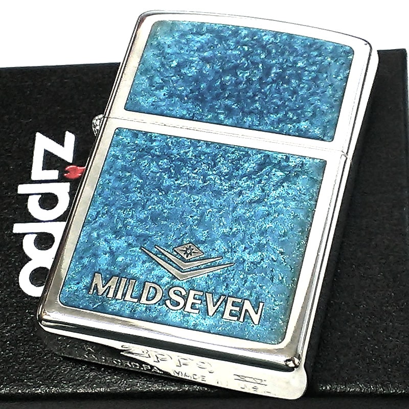 ZIPPO レア MILD SEVEN 1999年製 絶版 ジッポ ライター ロゴ ブルーエポ 両面加工 珍しい おしゃれ マイルドセブン たばこ  かっこいい