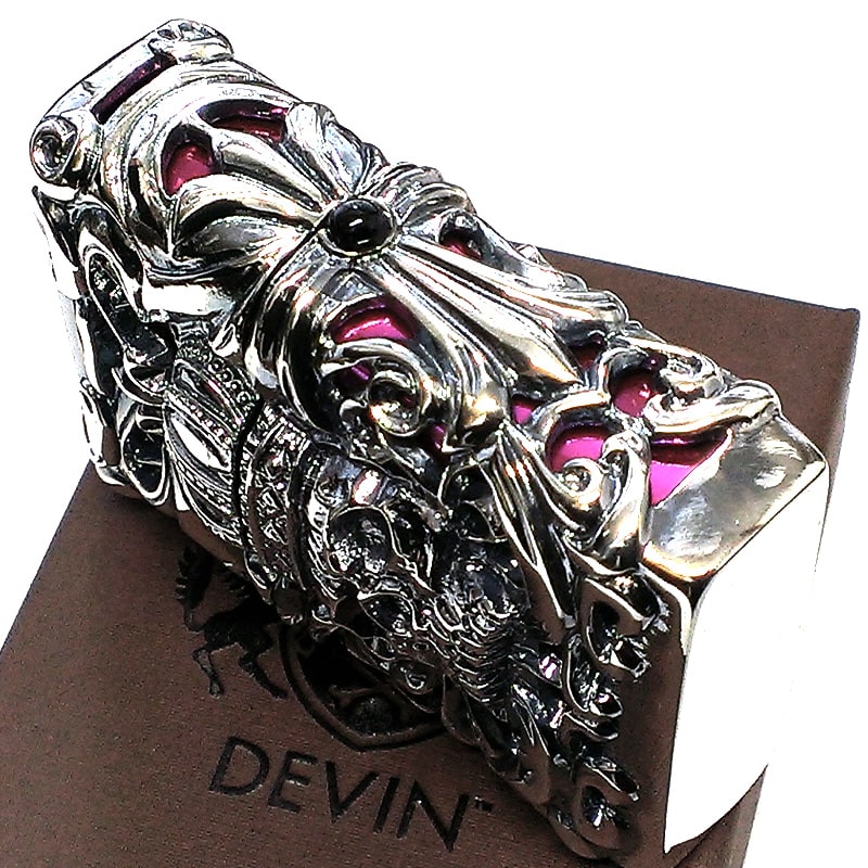 オイルライター スカルジャケット DEVIN フリント式 オニキス