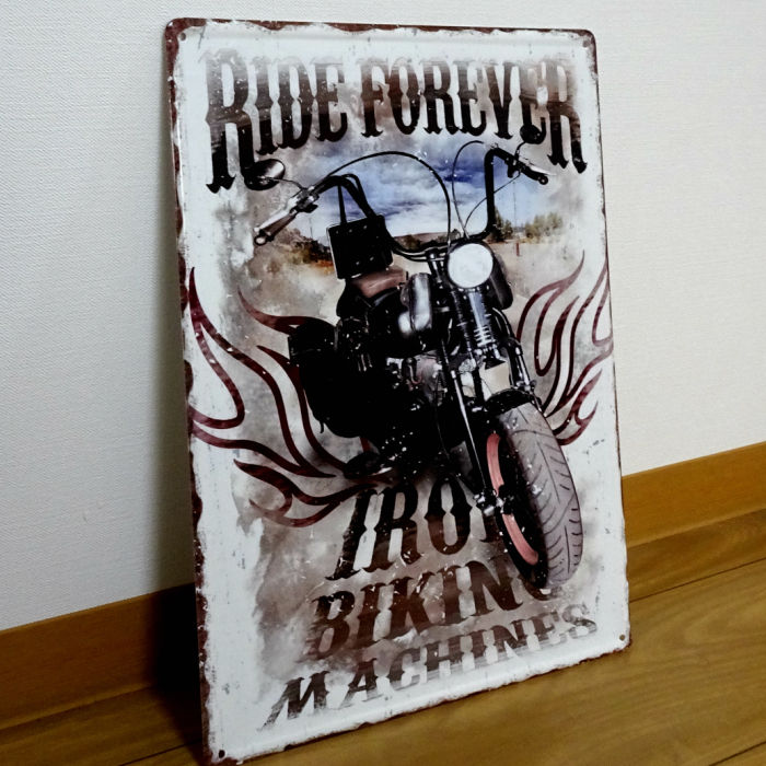 アメリカン レトロ ブリキ看板 ビンテージ RIDE FOREVER