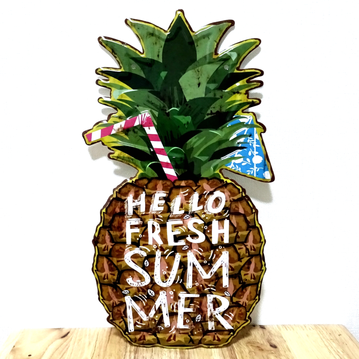 ブリキ看板 ビンテージ Pineapple Summer パイナップル ジュース