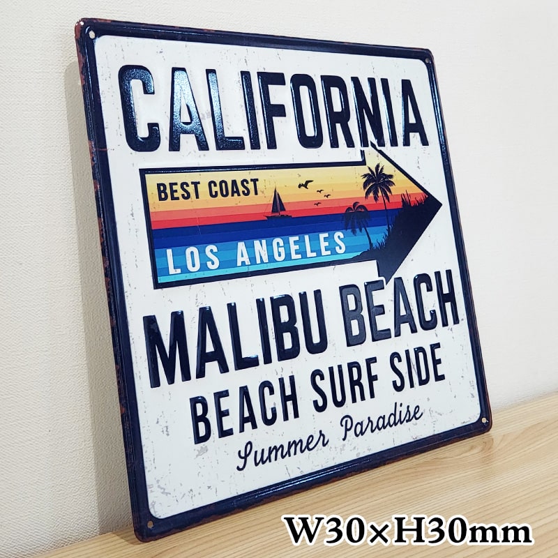 アメリカン レトロ ブリキ看板 ビンテージ マリブビーチ サーフィン
