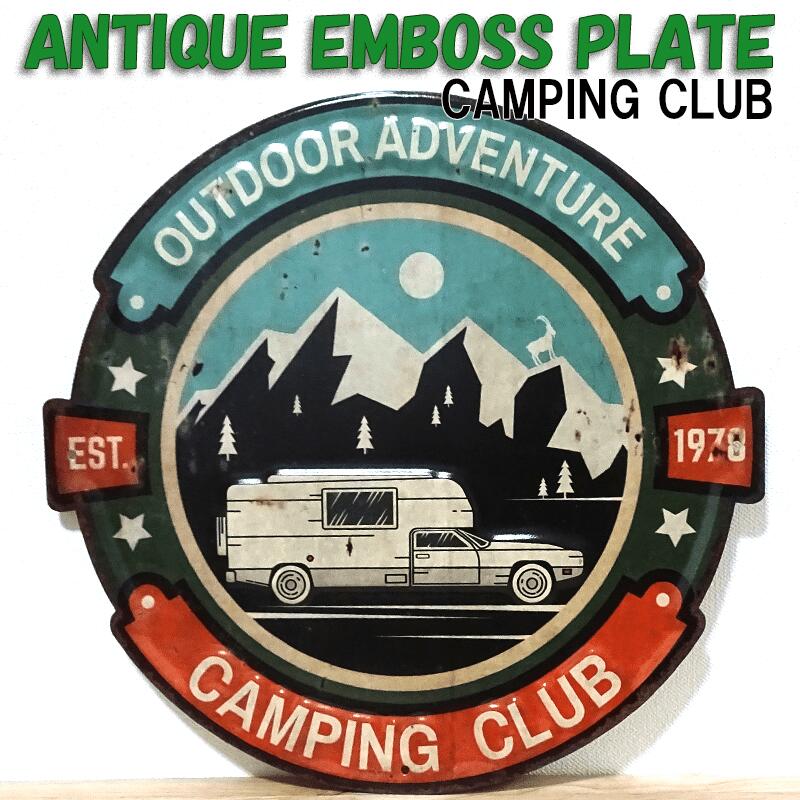 ブリキ看板 かわいい アウトドア ビンテージ CAMPING CLUB