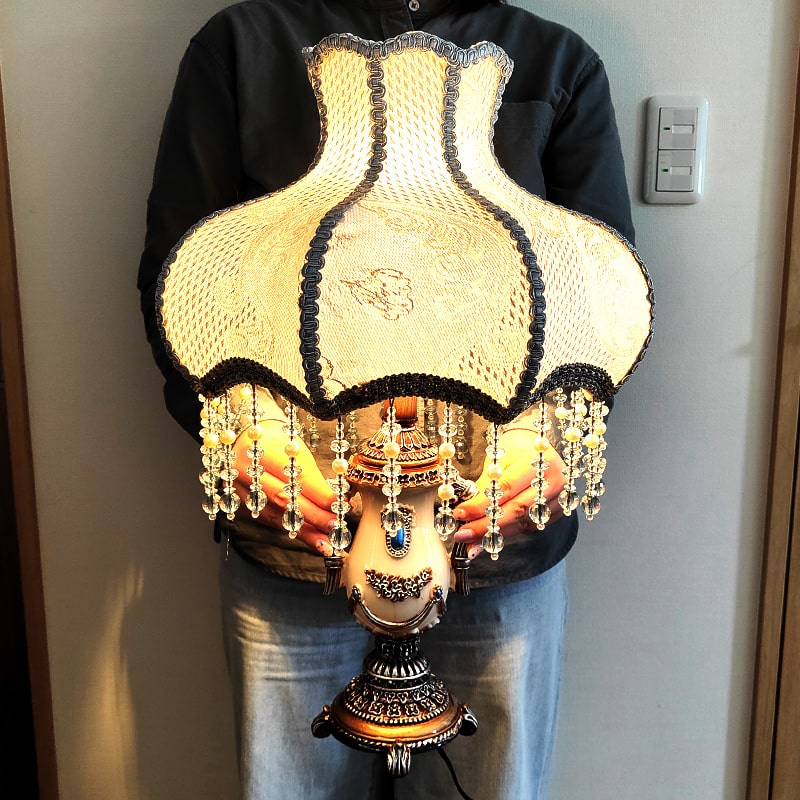 テーブルランプ 美しい LED 置照明 ホワイト ローズ アンティーク