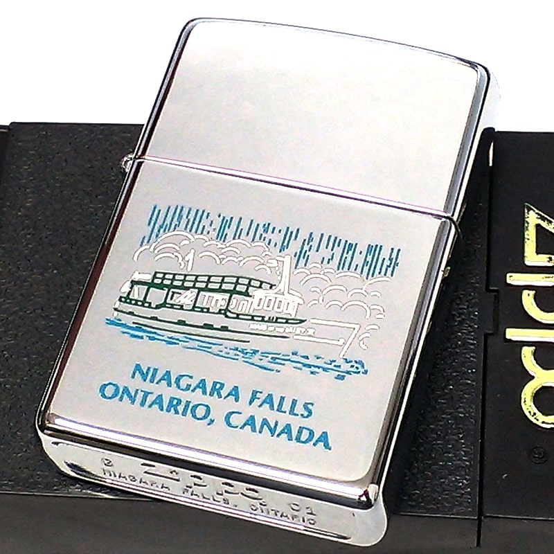 ZIPPO ライター カナダ製 珍しい 2001年製 ビンテージ 未使用品 レアジッポ 廃盤 ナイアガラの滝 オンタリオ製 シルバー 絶版  ヴィンテージ 通販