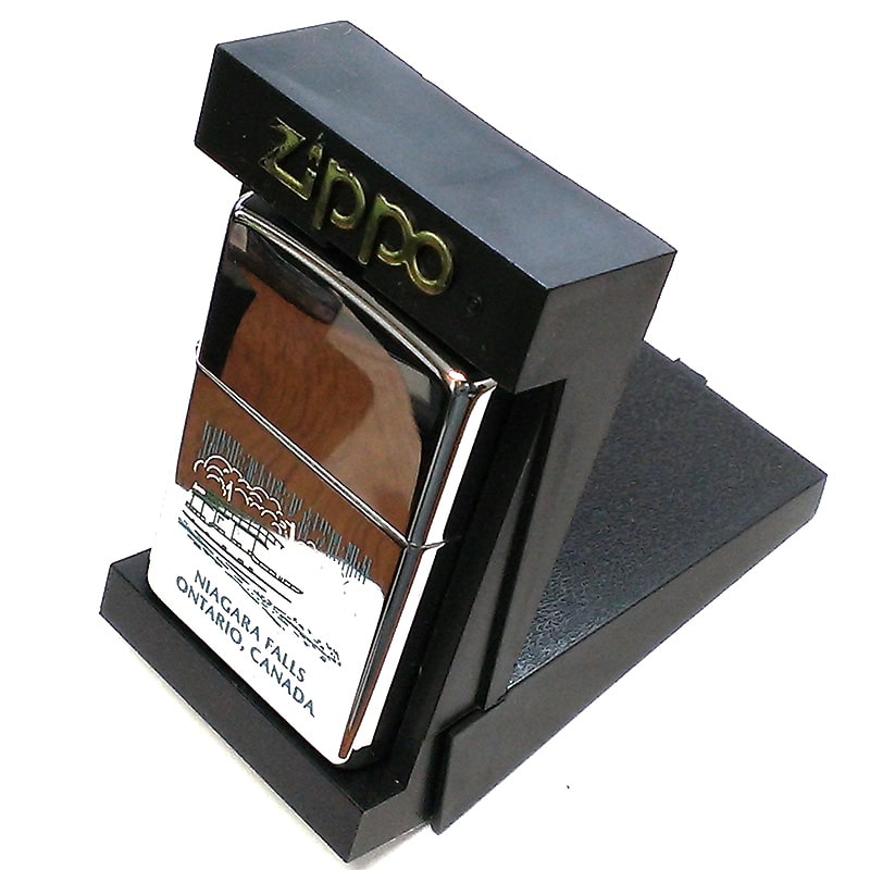 ZIPPO ライター カナダ製 珍しい 2001年製 ビンテージ 未使用品 レアジッポ 廃盤 ナイアガラの滝 オンタリオ製 シルバー 絶版  ヴィンテージ 通販
