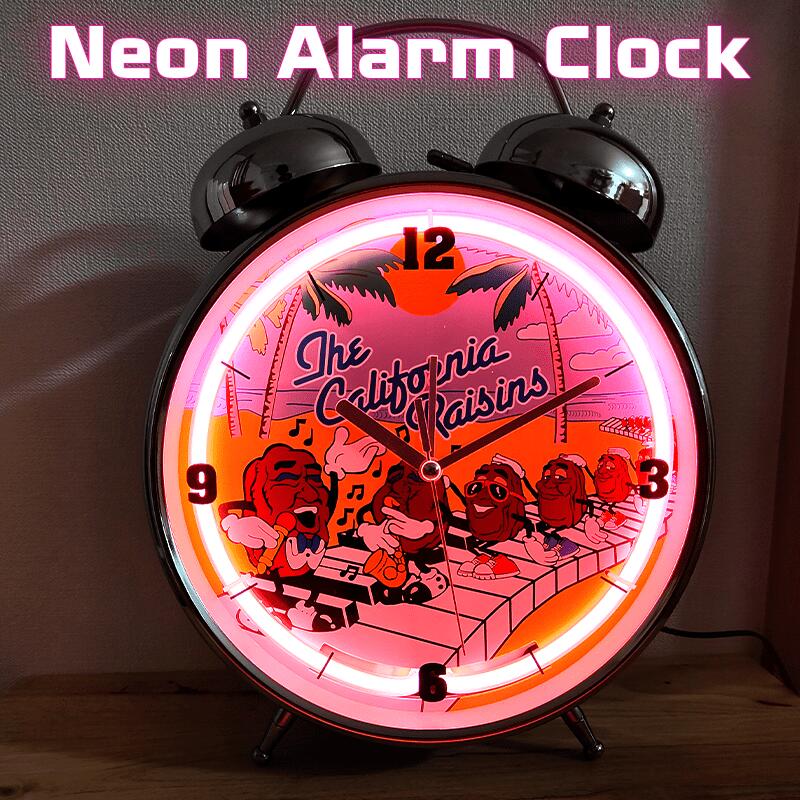 時計 ネオンアラームクロック ライト レトロ ピンク カリフォルニア 