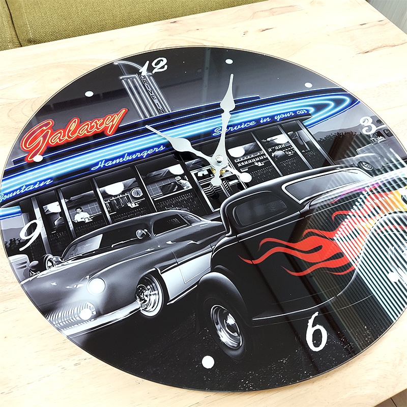 アメリカン レトロ 掛時計 かっこいい 車 ガラス ウォールクロック