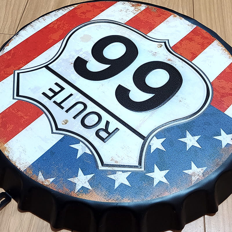 アメリカン レトロ Route66 ブリキ看板 おしゃれ 星条旗 ボトル