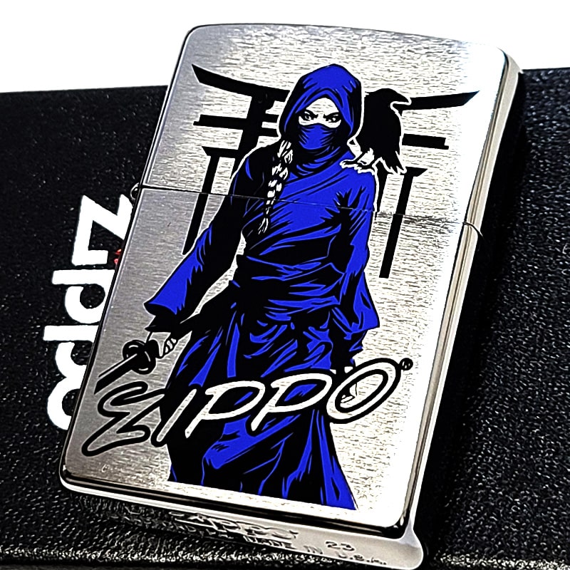 ZIPPO（ジッポー） ライター くノ一 藍 忍者 和柄 ジッポ シルバー