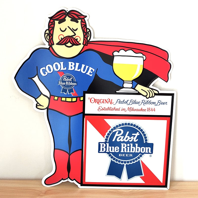 看板 プレート ブリキ おしゃれ パブストブルーリボン 大型 ビール アメリカン アメリカン レトロ ブリキ看板 パブストブルーリボン ビール エンボス