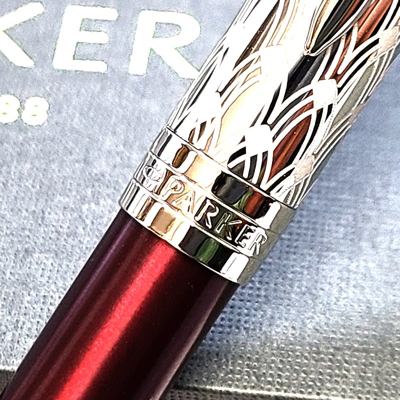 ソネット ボールペン PAKER プレミアム メタル&レッド シルバー
