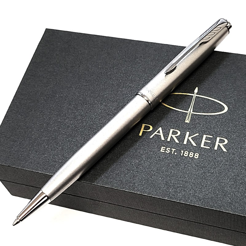 Parker ソネット　ボールペン シルバー ストライプ ソネット パーカー ボールペン かっこいい サンドブラストCT 高級