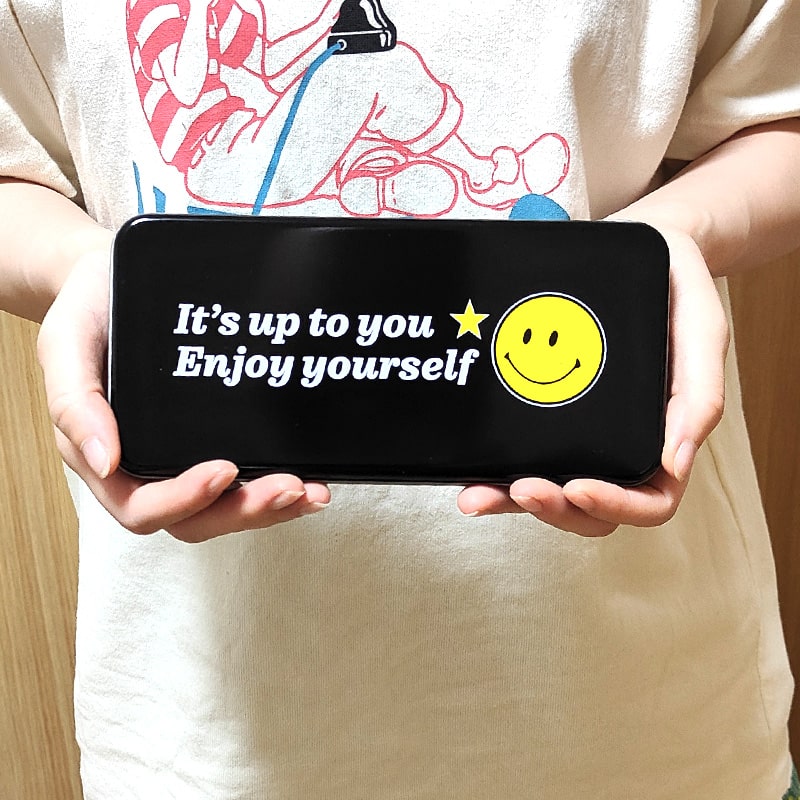 アメリカン レトロ ペンケース スマイル 筆箱 SMILE 小物入れ ブラック