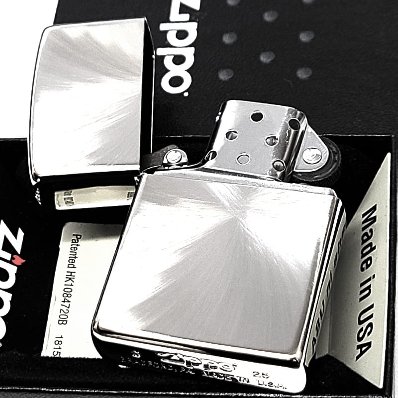 未使用ZIPPO　ジッポー　銀メッキ　両面加工 ZIPPO（ジッポー） ラジアルサテン 両面加工 ジッポ ライター シンプル