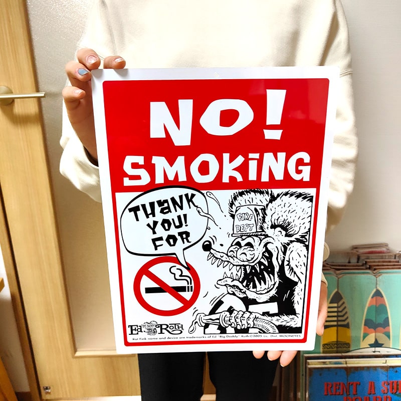 メッセージボード NO SMOKING サインボード アメリカン 雑貨 Rat Fink プレート ラットフィンク 禁煙 キャラクター お店 カフェ  バー