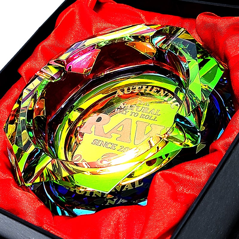 【限定生産品】　RAWクリスタルアシュトレー　卓上灰皿 卓上灰皿 RAW レインボー グラスアシュトレー ガラス灰皿 おしゃれ