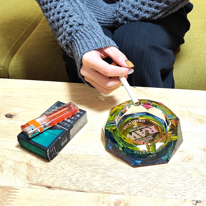 卓上灰皿 RAW レインボー グラスアシュトレー ガラス灰皿 おしゃれ