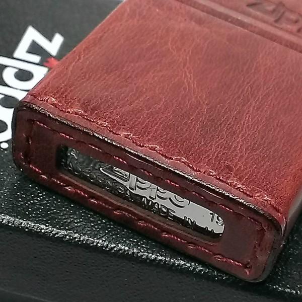 ZIPPO（ジッポー） ライター 本革巻き ジッポ ダメージ加工 レッド 赤 