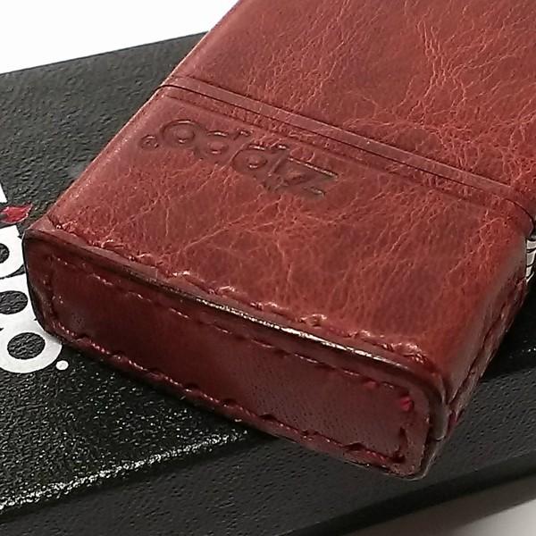 ZIPPO（ジッポー） ライター 本革巻き ジッポ ダメージ加工 レッド 赤 
