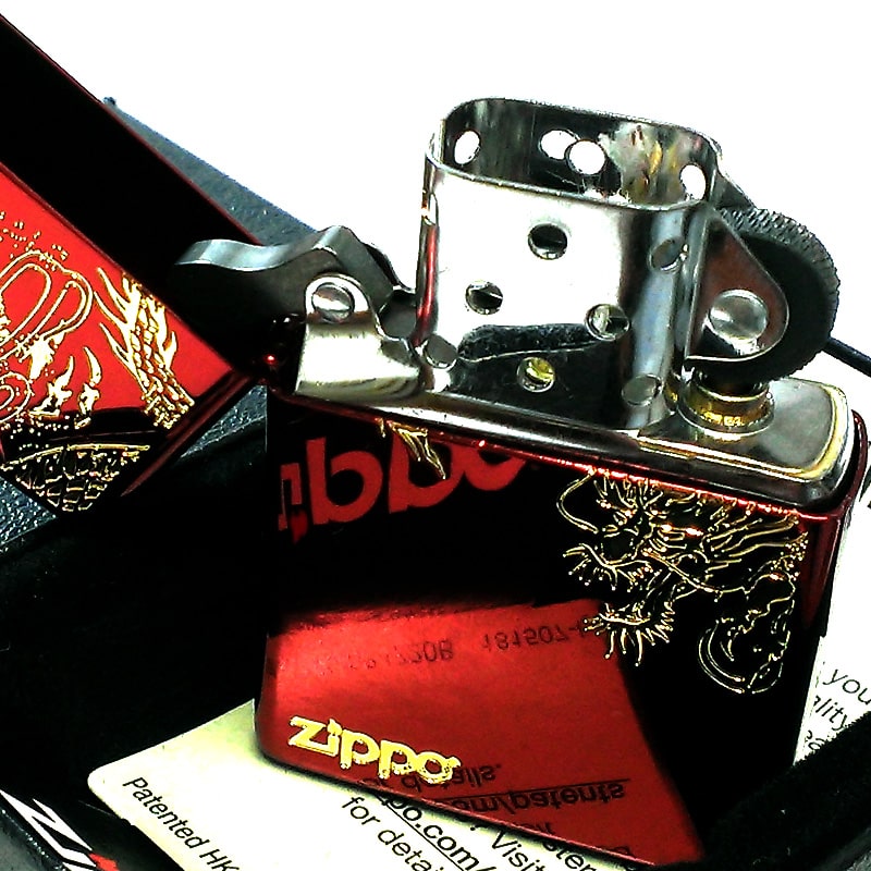 ZIPPO ジッポー オイルライター 和柄 ドラゴン 龍 彫刻 干支 辰 ワインレッド×ゴールド ZIPPO（ジッポー） 和柄 かっこいい ドラゴン 彫刻 ジッポ ライター 竜
