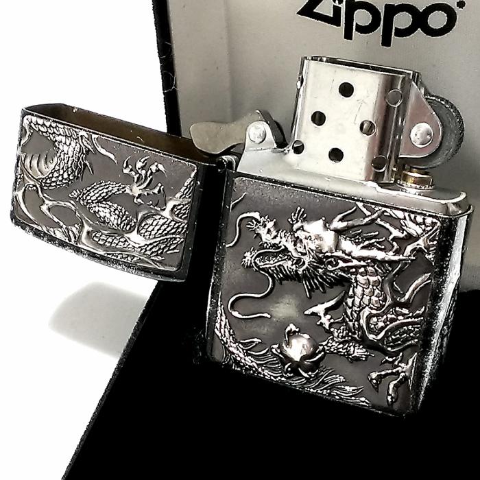 ZIPPO（ジッポー） かっこいい ライター ライズメタル 銀龍 亀甲 銀