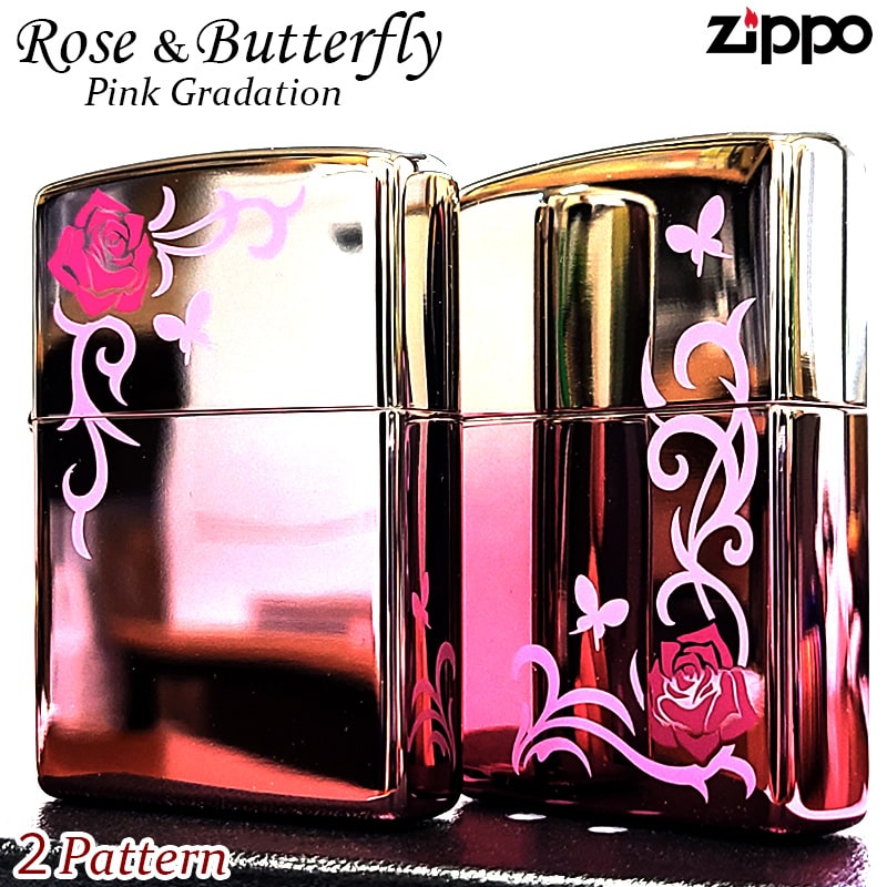 ZIPPO（ジッポー） ライター ローズ＆バタフライ ジッポ ピンク