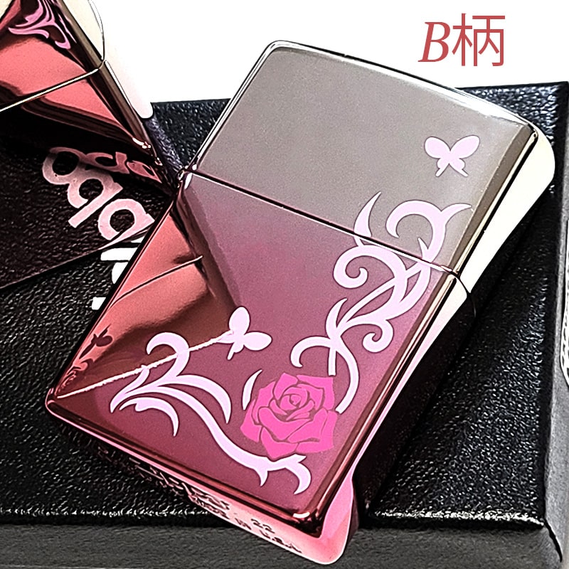 ZIPPO ライター ローズ＆バタフライ ジッポ ピンク