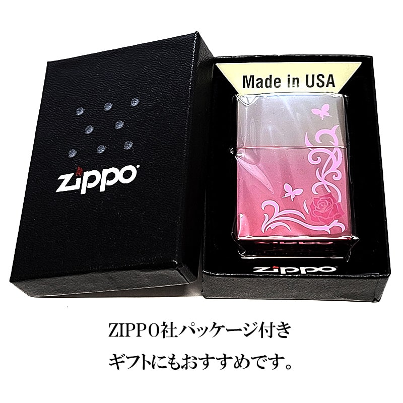 ZIPPO（ジッポー） ライター ローズ＆バタフライ ジッポ ピンク