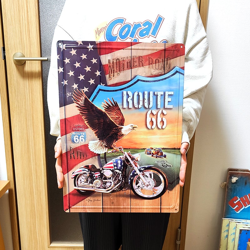 アメリカン レトロ ブリキ看板 ルート66 かっこいい アメリカン
