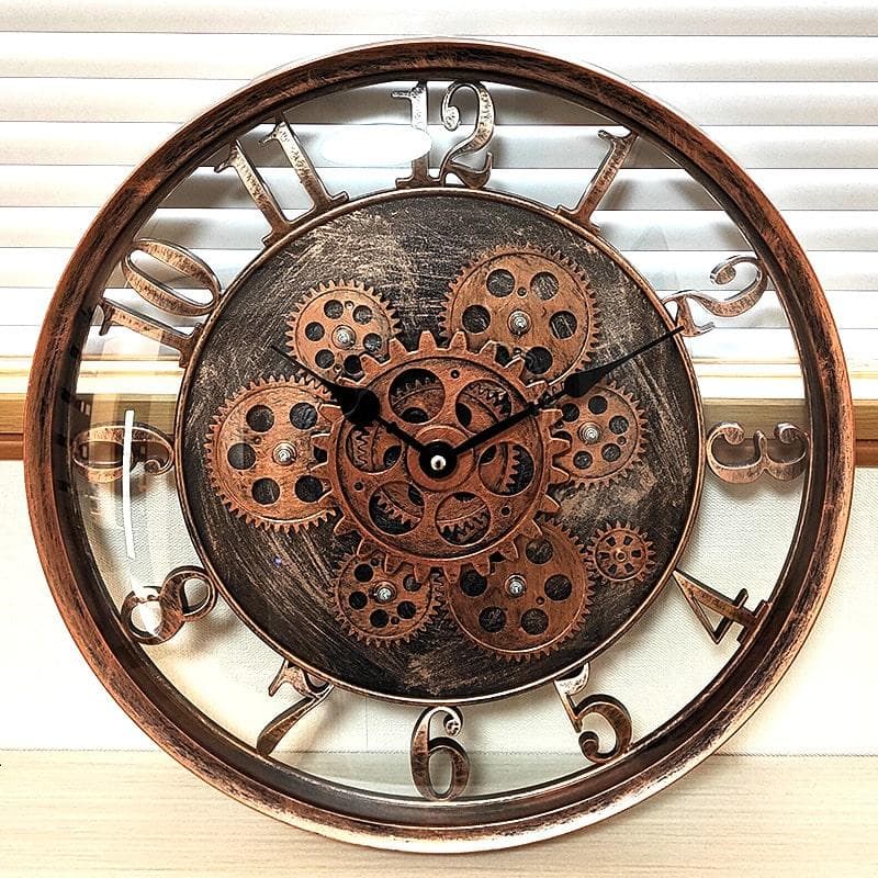 アメリカン レトロ 掛時計 歯車 レトロ デコラティブウォールクロック